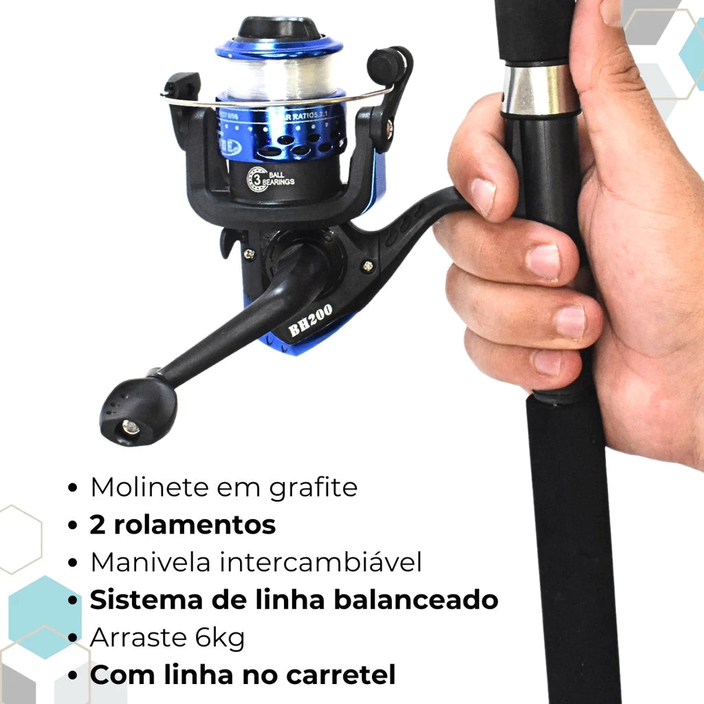 Kit Robalo Power – 2 Varas 60–120 lbs com Molinete e Linha
