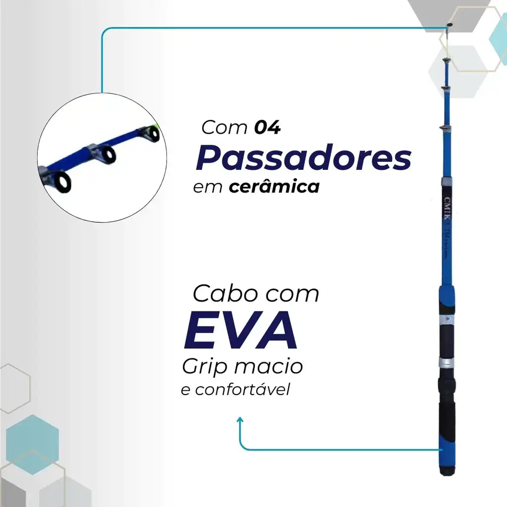 Kit Robalo Power – 2 Varas 60–120 lbs com Molinete e Linha